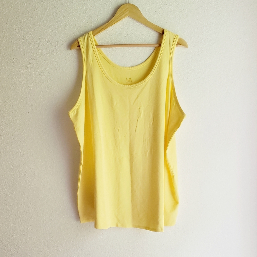 NWOT Belle Kim Gravel Pima Cotton Pastel Butter Yellow Tank Top Size 2X